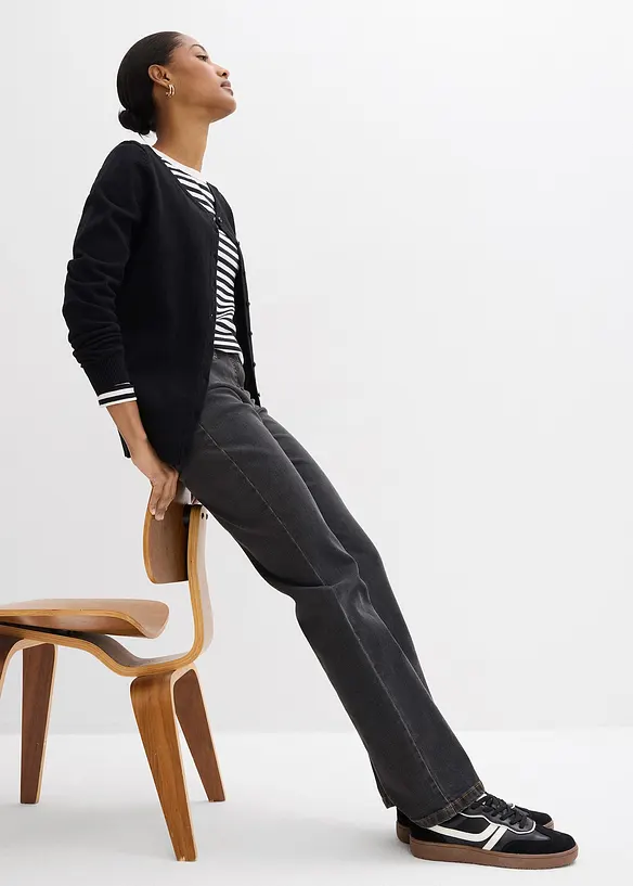 Jean droit taille mi-haute, extensible, bonprix