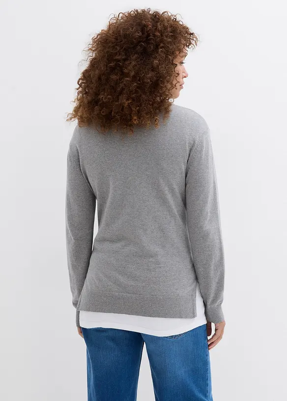 Pull de grossesse 3-en-1 en maille de coton avec top d’allaitement, bonprix