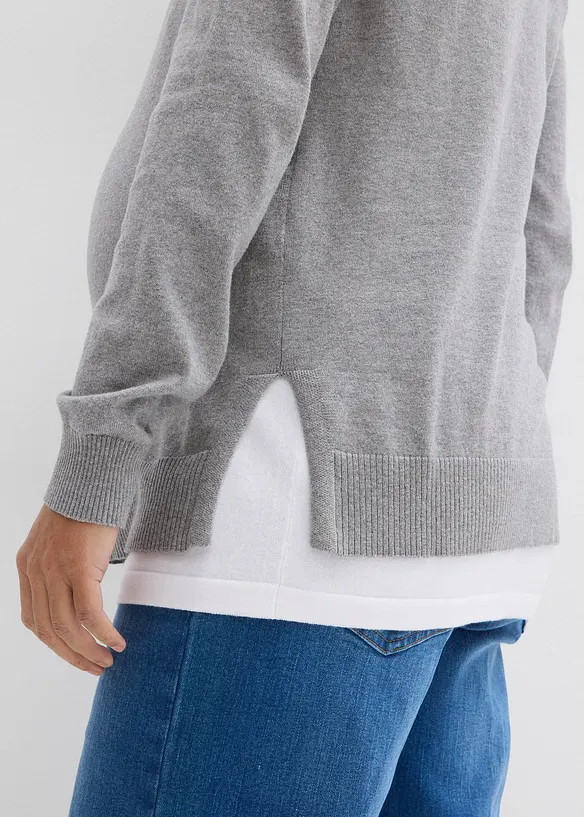 Pull de grossesse 3-en-1 en maille de coton avec top d’allaitement, bonprix