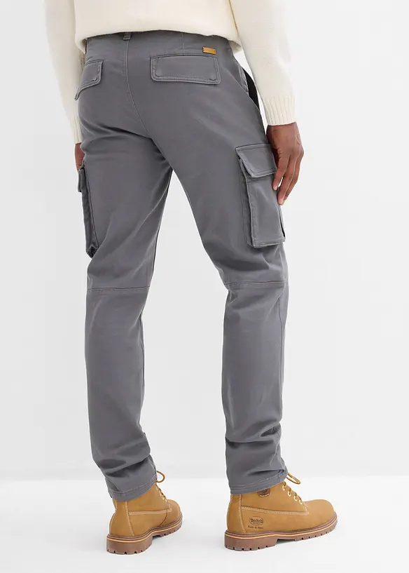 Pantalon cargo regular en coton extensible et robuste, droit, bonprix
