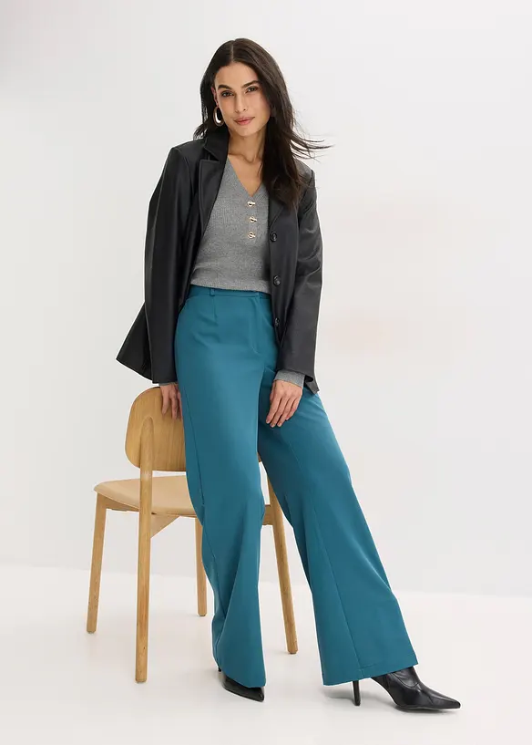 Pantalon large &agrave; pinces et taille &eacute;lastiqu&eacute;e, bonprix