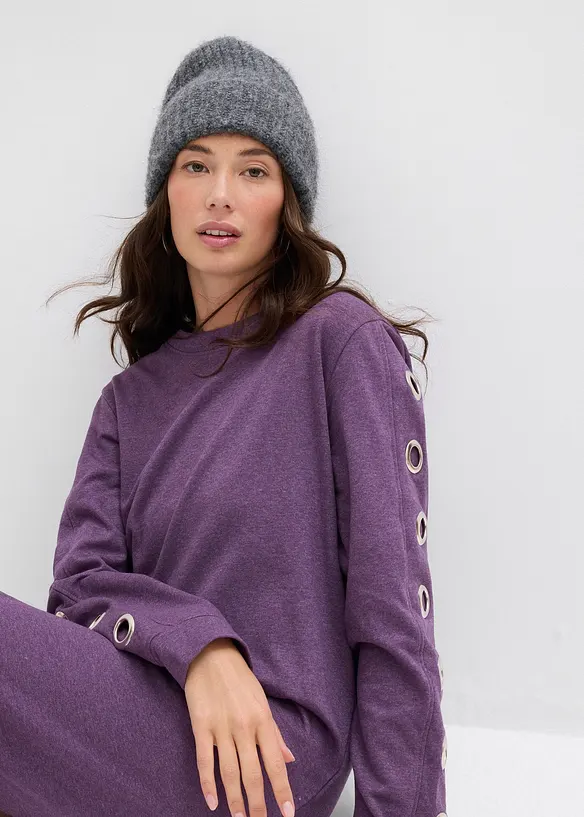 Robe sweat avec œillets, bonprix