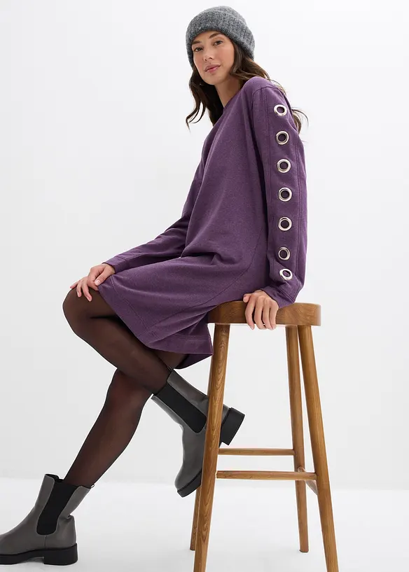 Robe sweat avec œillets, bonprix