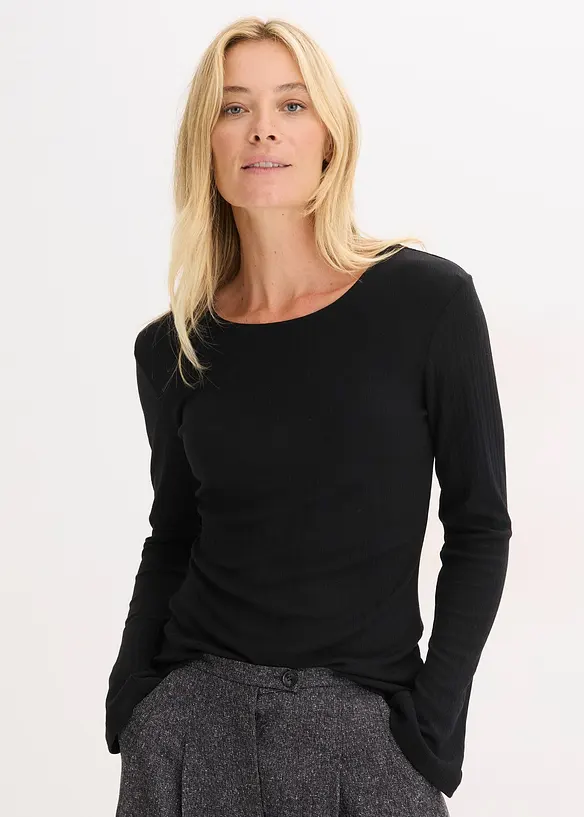 T-shirt manches longues c&ocirc;tel&eacute;, bonprix