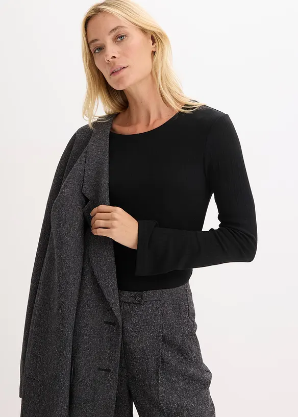 T-shirt manches longues c&ocirc;tel&eacute;, bonprix