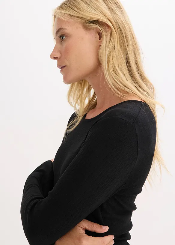 T-shirt manches longues c&ocirc;tel&eacute;, bonprix