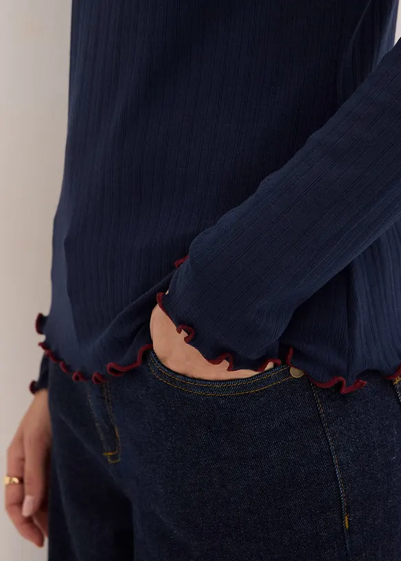 T-shirt manches longues c&ocirc;tel&eacute;, bonprix