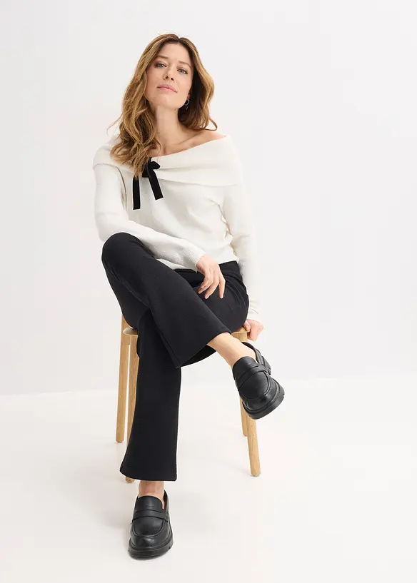 Pantalon en jersey effet froiss&eacute;, bonprix