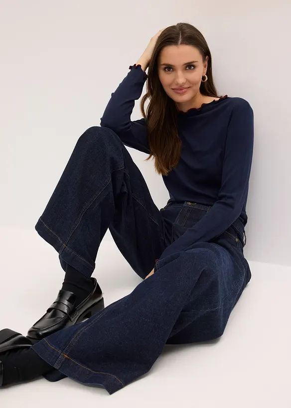 T-shirt manches longues c&ocirc;tel&eacute;, bonprix