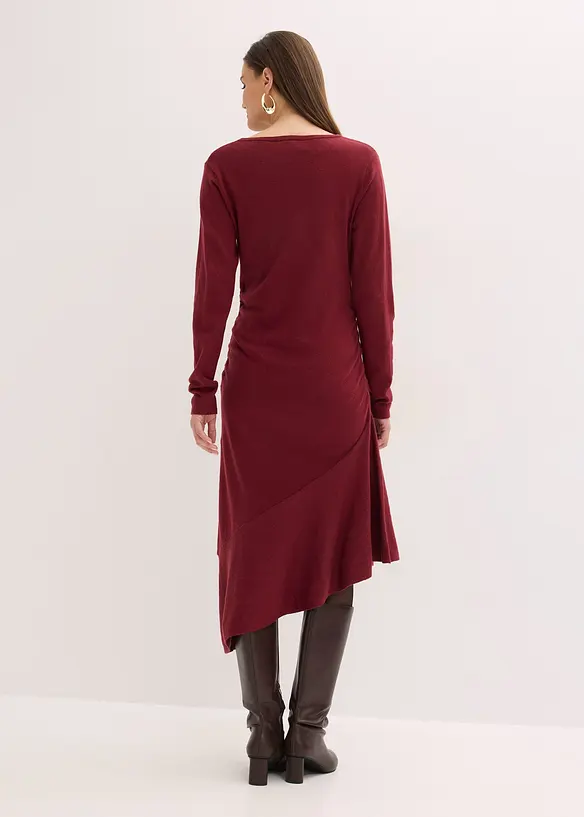 Robe en maille asym&eacute;trique en coton et cachemire, bonprix