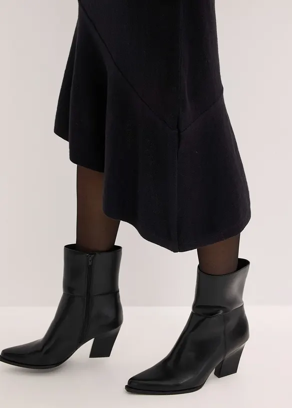 Robe en maille asym&eacute;trique en coton et cachemire, bonprix