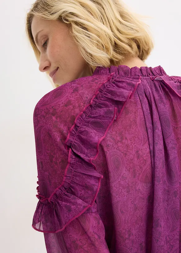 Blouse en crêpe à volants, bonprix