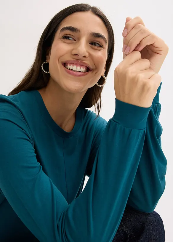 T-shirt manches longues en viscose douce et extensible, bonprix