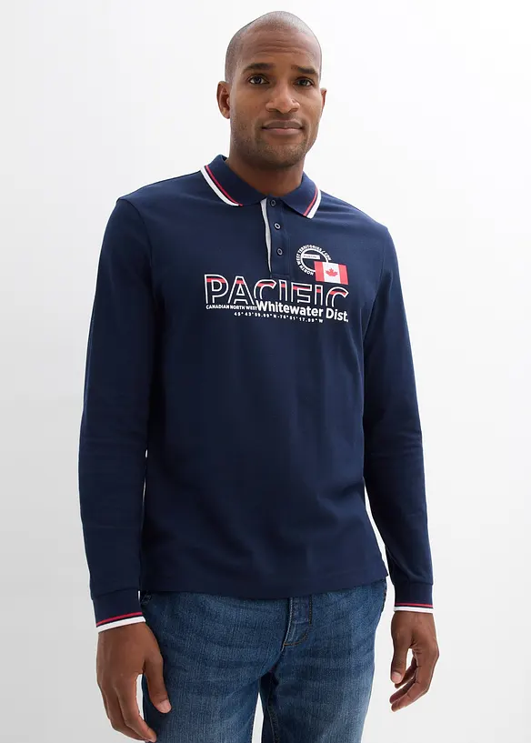 Polo manches longues en maille piqu&eacute;e 100% coton, bonprix