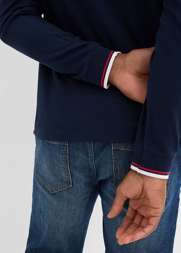 Polo manches longues en maille piqu&eacute;e 100% coton, bonprix