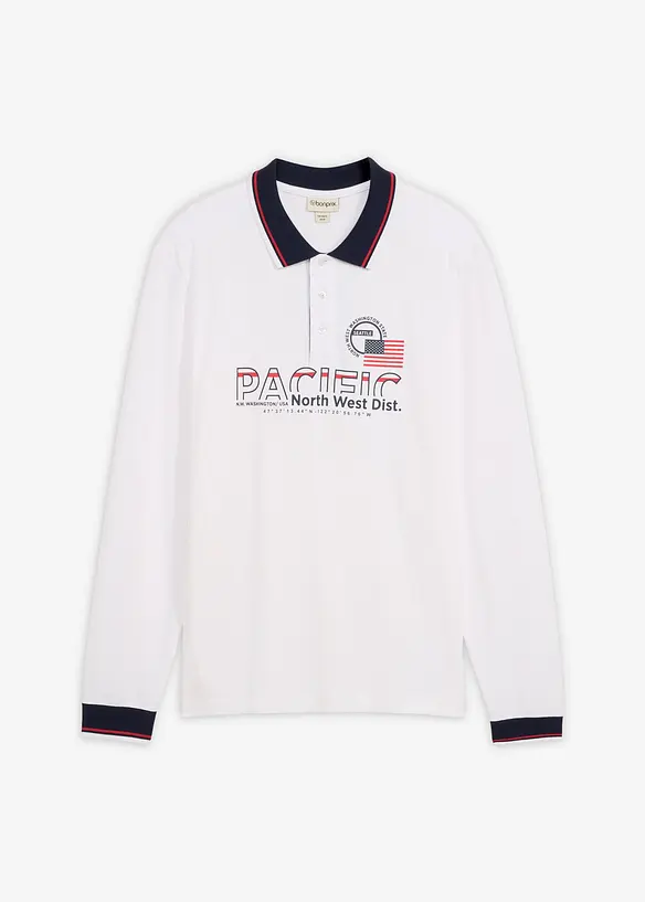 Polo manches longues en maille piqu&eacute;e 100% coton, bonprix