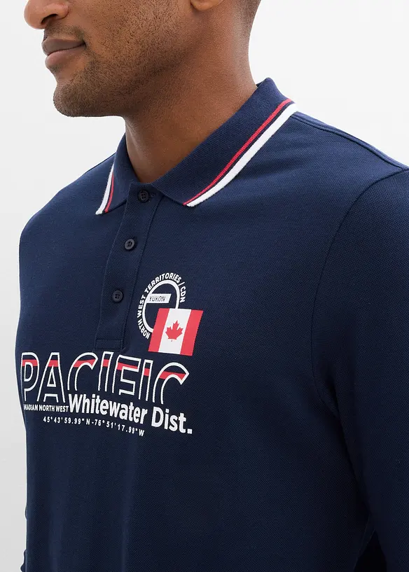 Polo manches longues en maille piqu&eacute;e 100% coton, bonprix