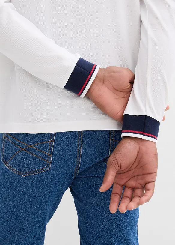 Polo manches longues en maille piqu&eacute;e 100% coton, bonprix