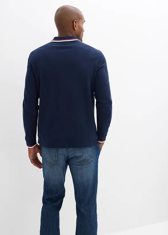 Polo manches longues en maille piqu&eacute;e 100% coton, bonprix