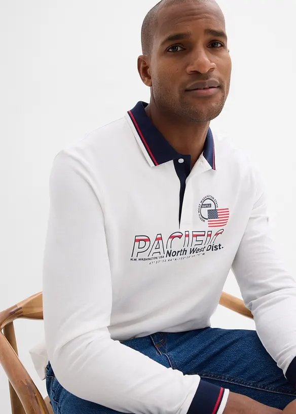 Polo manches longues en maille piqu&eacute;e 100% coton, bonprix