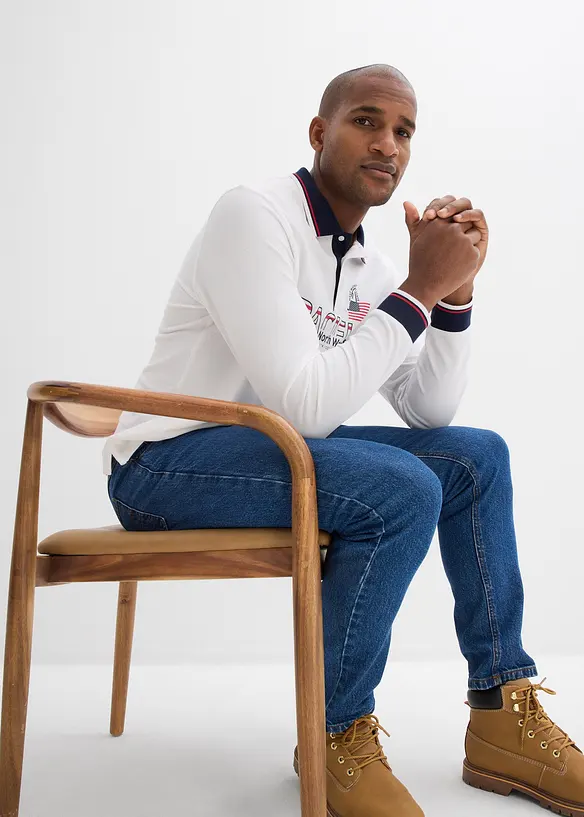 Polo manches longues en maille piqu&eacute;e 100% coton, bonprix