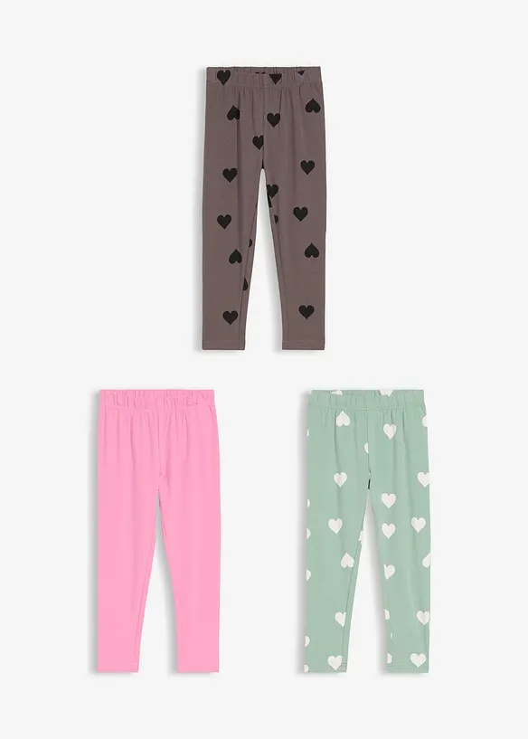 Lot de 3 leggings en coton extensible, bonprix