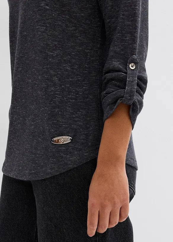 T-shirt manches longues avec patte de boutonnage, bonprix