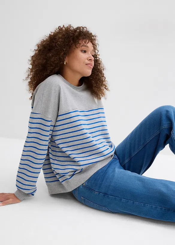 Sweat oversize en coton m&eacute;lang&eacute;, bonprix