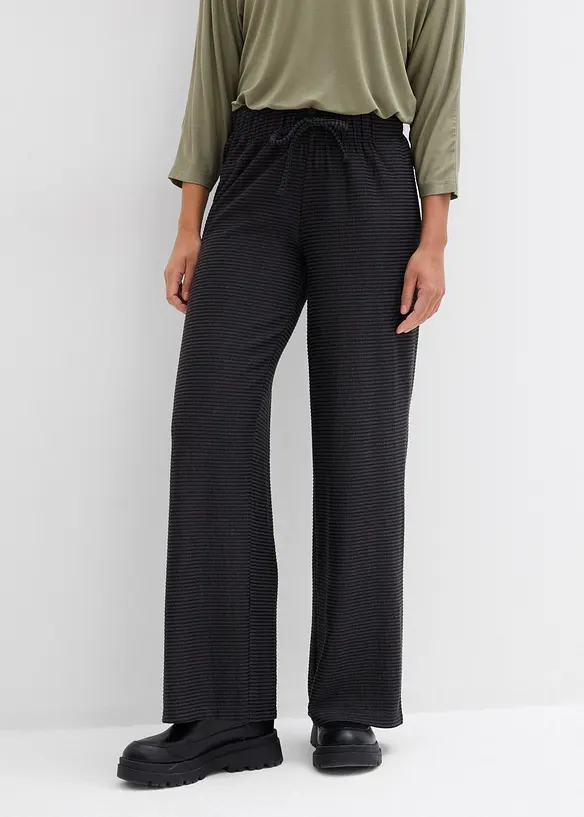 Pantalon en jersey ray&eacute; avec cordon de serrage, coton majoritaire, bonprix