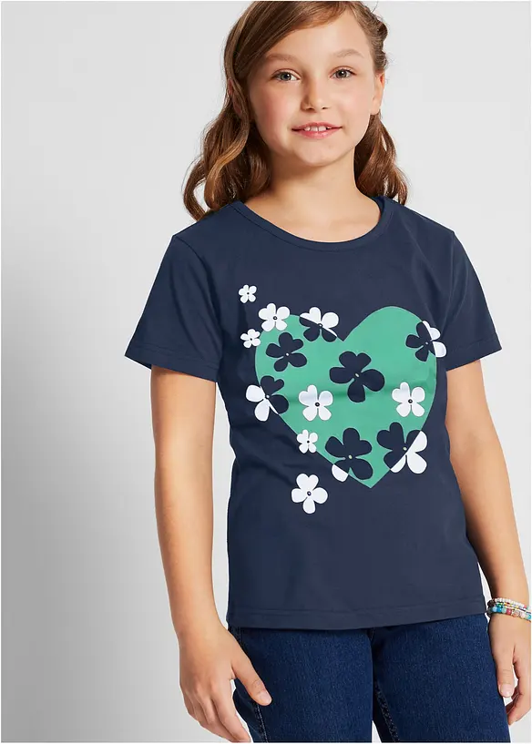 Lot de 2 T-shirts fille en coton, bonprix