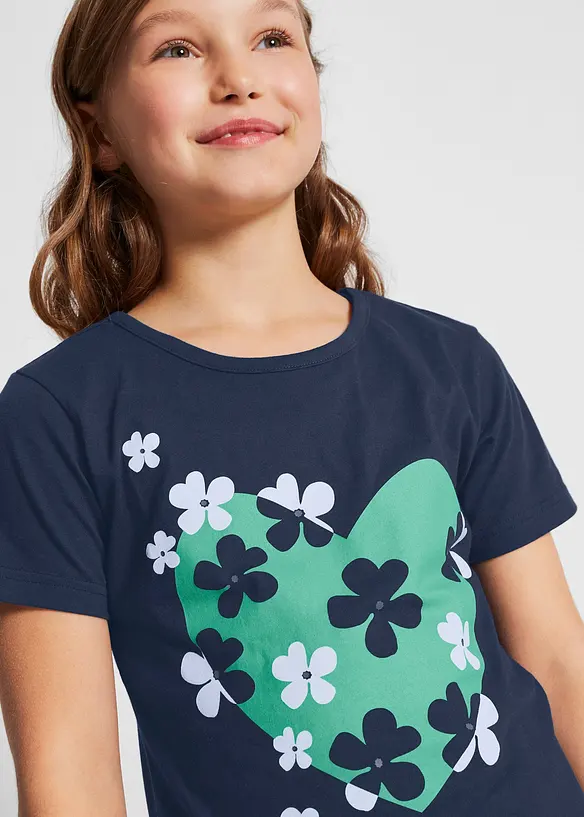 Lot de 2 T-shirts fille en coton, bonprix