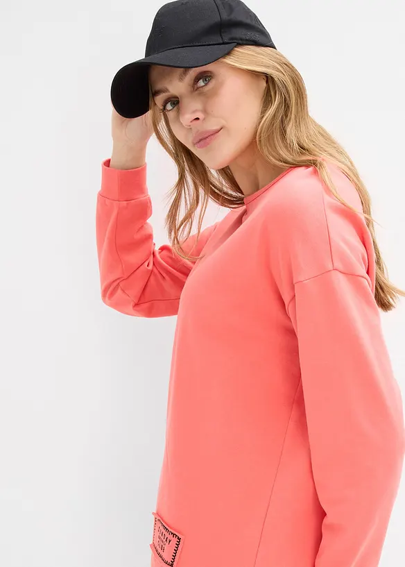 Sweat en coton mélangé, coupe courte devant longue derrière, bonprix