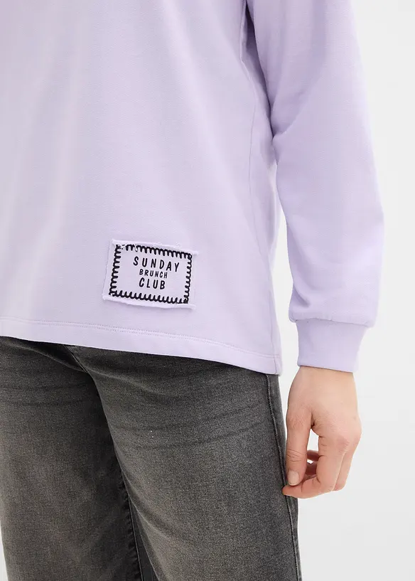 Sweat en coton m&eacute;lang&eacute;, coupe courte devant longue derri&egrave;re, bonprix