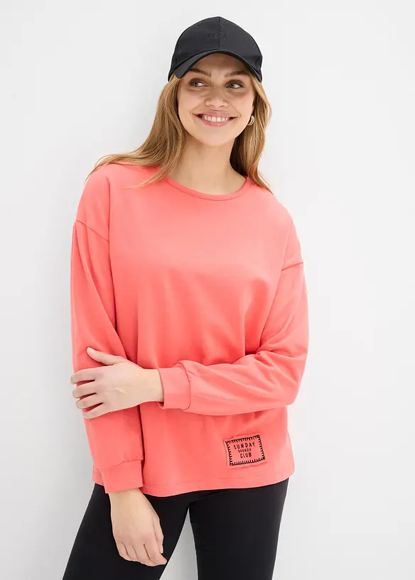 Sweat en coton mélangé, coupe courte devant longue derrière, bonprix