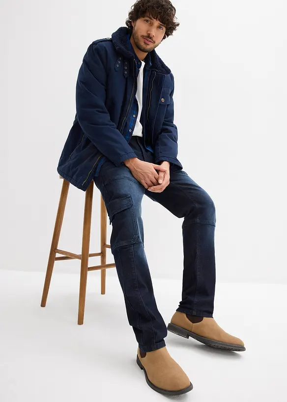 Jean slim extensible poches cargo, droit, bonprix