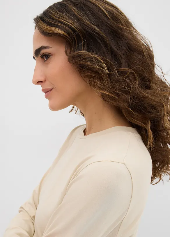 Lot de 2 T-shirts manches longues en coton extensible, bonprix