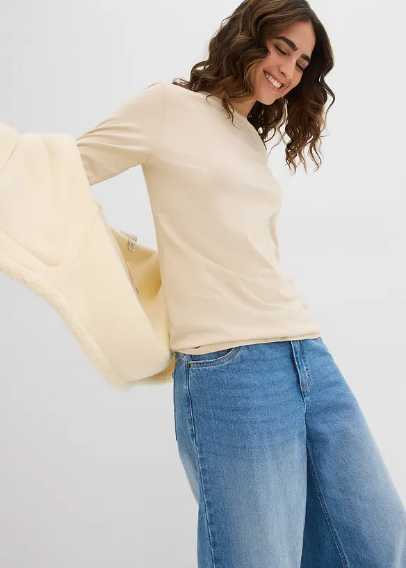 Lot de 2 T-shirts manches longues en coton extensible, bonprix