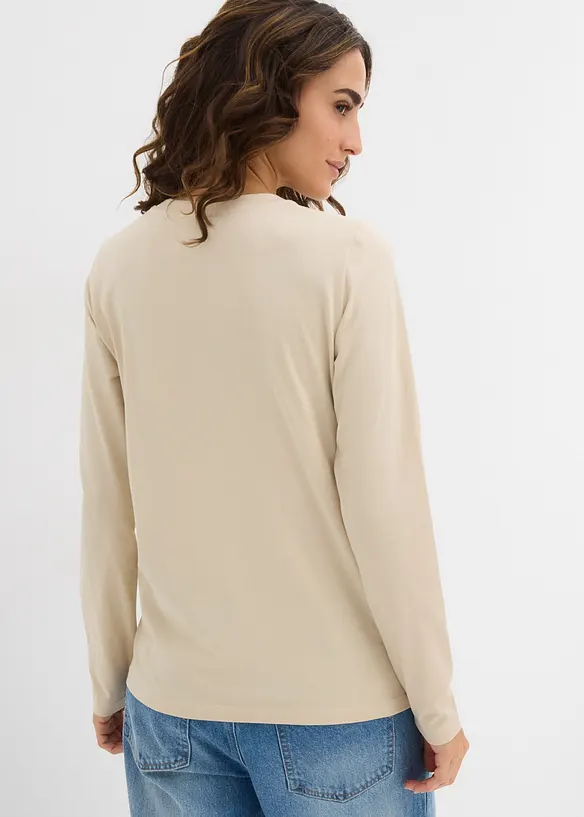 Lot de 2 T-shirts manches longues en coton extensible, bonprix