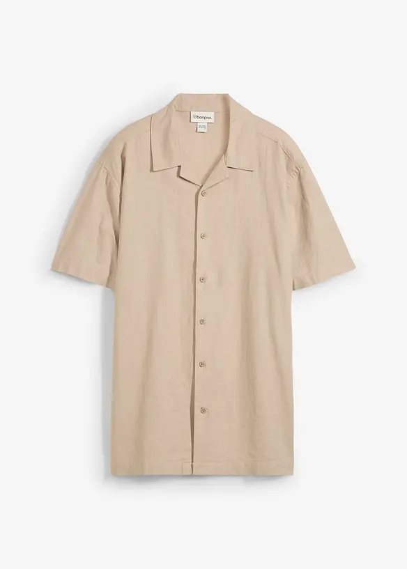 Chemise manches courtes en lin majoritaire, ample, bonprix