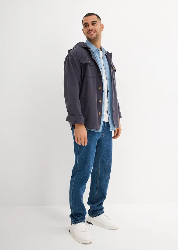 Chemise manches courtes slim en jean, 100% coton, bonprix