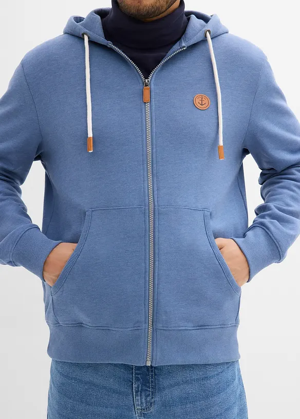 Sweat zipp&eacute; &agrave; capuche et d&eacute;tails enduits, bonprix