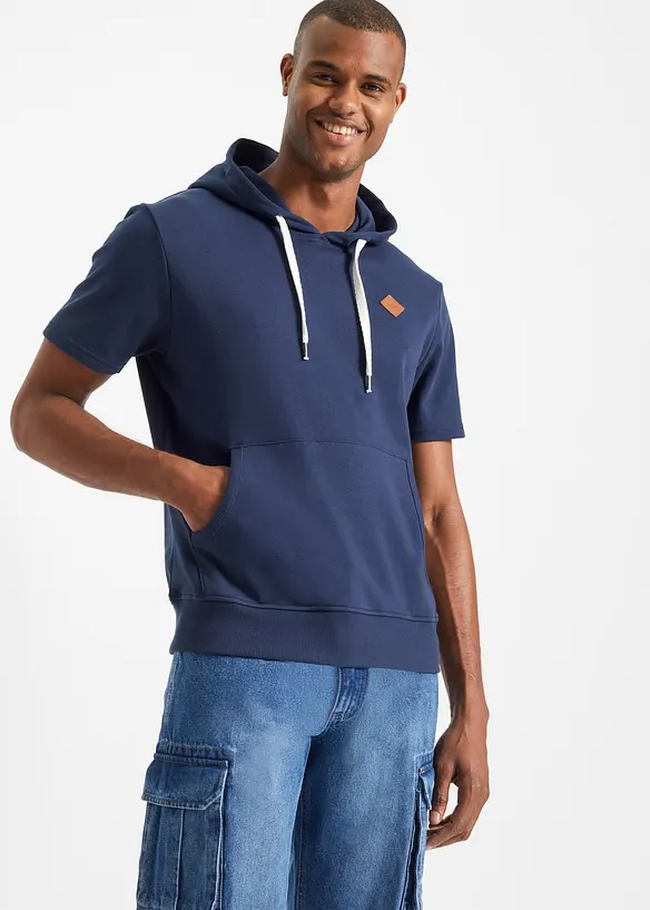 Sweat &agrave; capuche, manches courtes, bonprix