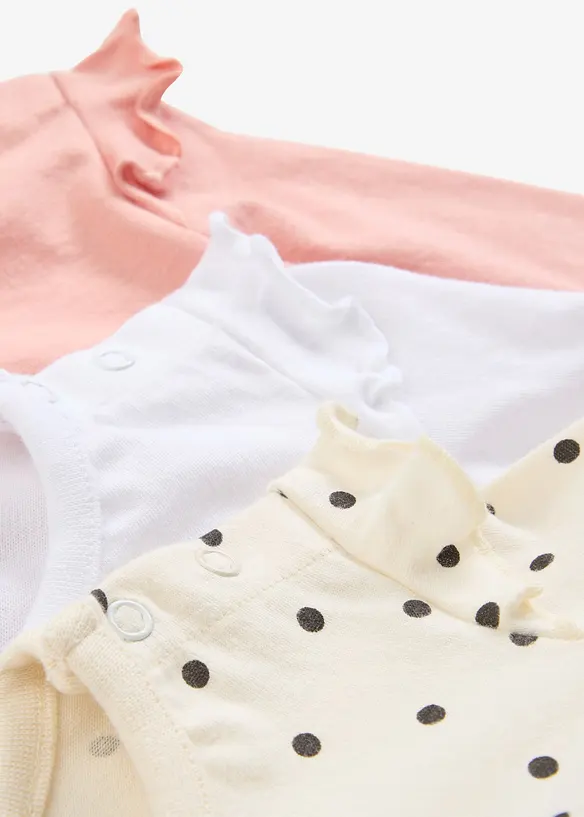 Lot de 3 bodies b&eacute;b&eacute; volant&eacute;s en coton, bonprix