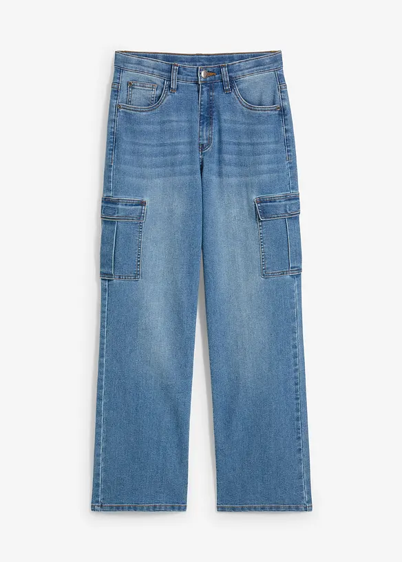 Jean droit et extensible, coupe loose, taille r&eacute;glable, bonprix