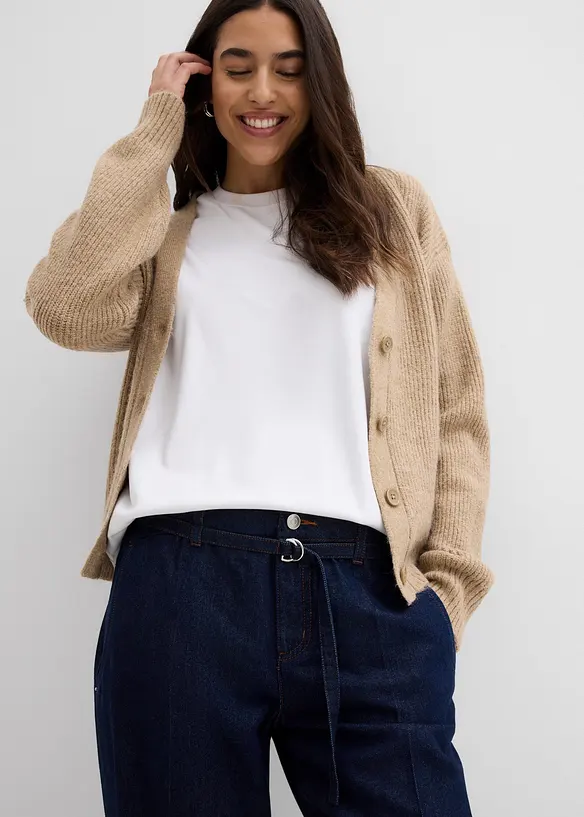 Jean large taille mi-haute avec ceinture, bonprix