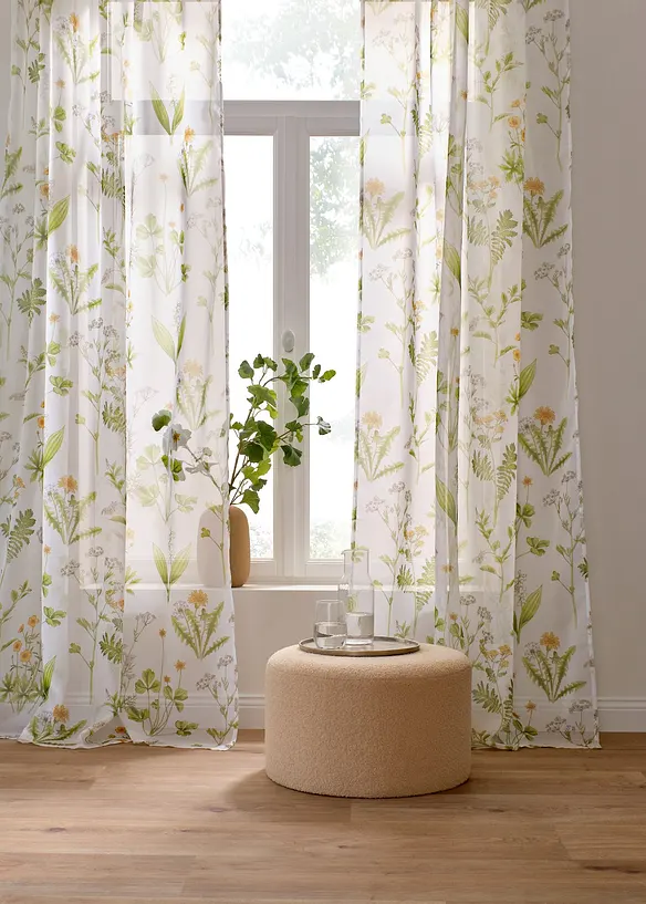 Voilage à imprimé floral avec polyester recyclé (1 pce), bonprix