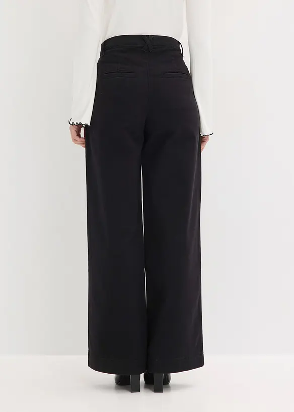 Pantalon large &agrave; pinces avec taille &eacute;lastiqu&eacute;e, bonprix