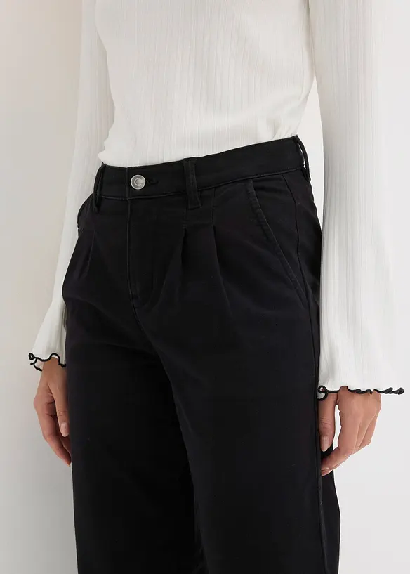 Pantalon large &agrave; pinces avec taille &eacute;lastiqu&eacute;e, bonprix