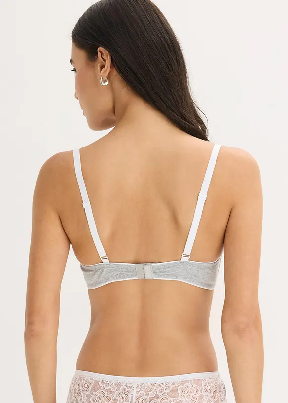Soutien-gorge &agrave; coques, sans armatures, en coton et dentelle, bonprix