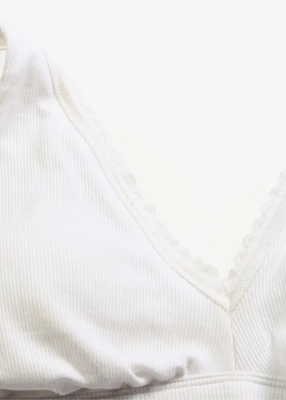 Soutien-gorge bralette rembourr&eacute; en coton c&ocirc;tel&eacute;, sans armatures, bonprix